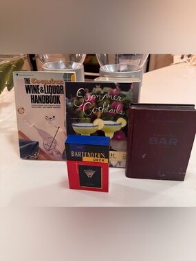 Cocktail & Wine Book Set with Bartender's Deck